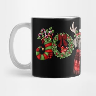 Christmas Joy Dwarf Stocking Reindeer Weimaraner Mug